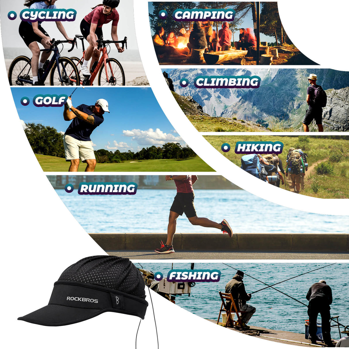 ROCKBROS Czapka z Daszkiem Przeciwsłoneczna z Ochroną UV UPF50+ Uniwersalna Czapki