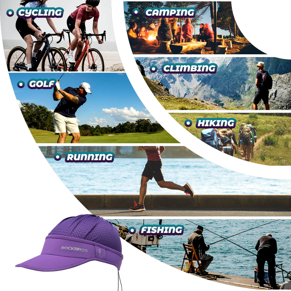 ROCKBROS Czapka z Daszkiem Przeciwsłoneczna z Ochroną UV UPF50+ Uniwersalna Czapki