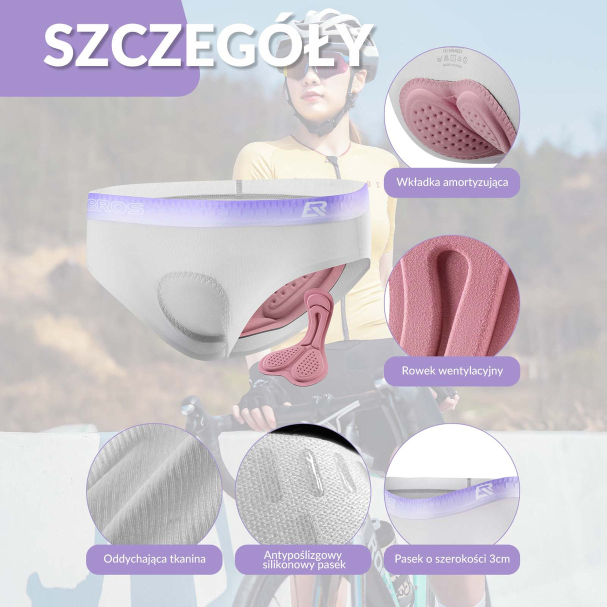 ROCKBROS ROCKBROS Damskie Spodenki Rowerowe Wyściełane Bielizna 4D S-XXL Majtki rowerowe
