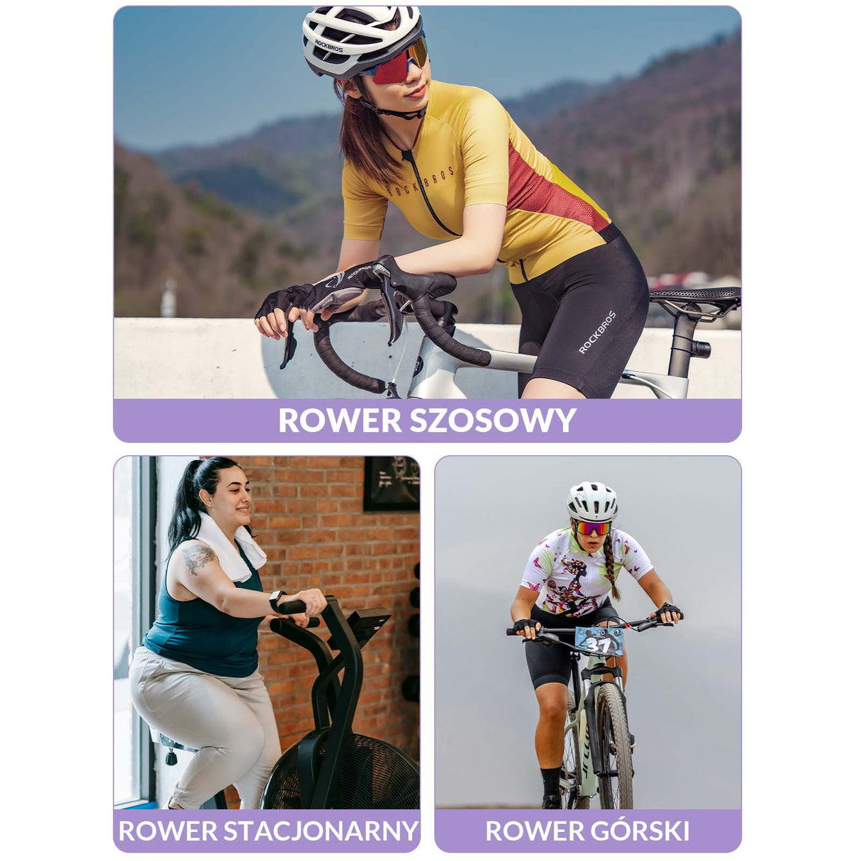 ROCKBROS ROCKBROS Damskie Spodenki Rowerowe Wyściełane Bielizna 4D S-XXL Majtki rowerowe