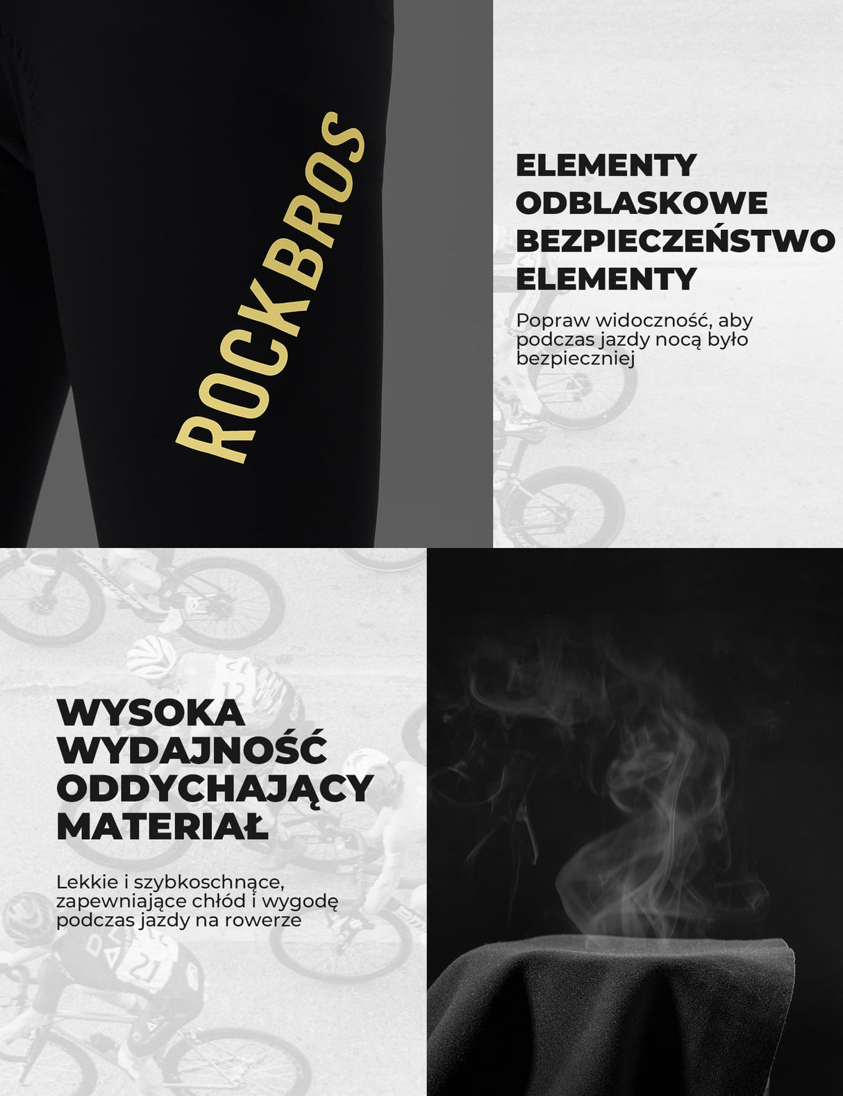 ROCKBROS Męskie Długie Legginsy Kolarskie Bezszwowe, Szybkoschnące-YDCK008 Getry