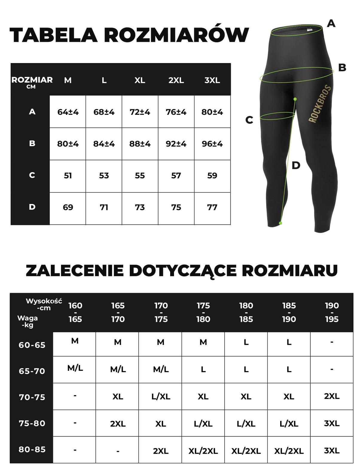 ROCKBROS Męskie Długie Legginsy Kolarskie Bezszwowe, Szybkoschnące-YDCK008 Getry