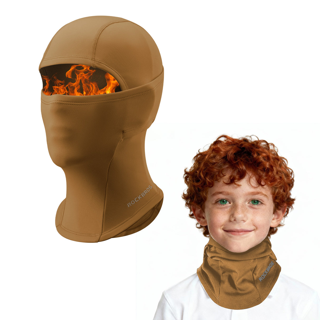 ROCKBROS Dziecięca Kominiarka Zimowa Wiatro-LF8734 KominiarkiBrązowy