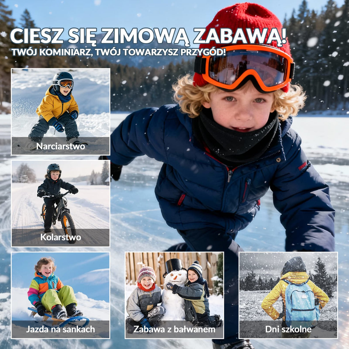 ROCKBROS Dziecięca Kominiarka Zimowa Wiatro-LF8734 Kominiarki