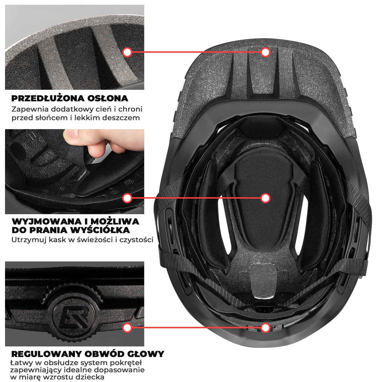 ROCKBROS Kask Dziecięcy z Motywem Kreskówkowym i Odpinaną Osłoną Podbródka-TT-32 Kaski