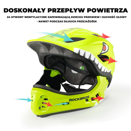 ROCKBROS Kask Dziecięcy z Motywem Kreskówkowym i Odpinaną Osłoną Podbródka-TT-32 Kaski