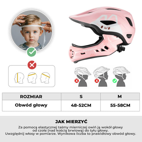 ROCKBROS Kask Dziecięcy z Motywem Kreskówkowym i Odpinaną Osłoną Podbródka-TT-32 Kaski