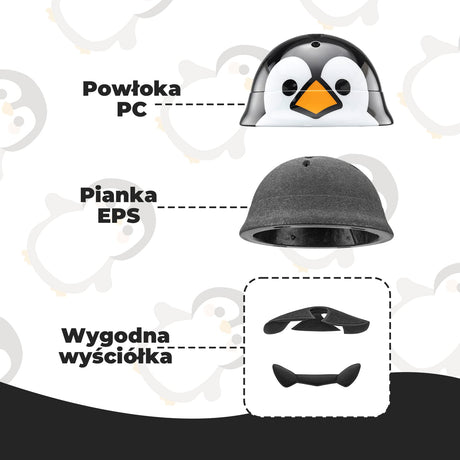 ROCKBROS Kask Dziecięcy Z Motywem Pingwina Pasuje do Obwód Głowy 48-52 cm Kaski