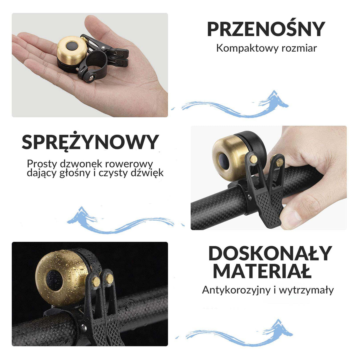 ROCKBROS ROCKBROS Dzwonek Rowerowy Klasyczny Mosiądz Dzwonek dla Rower Dzwonki