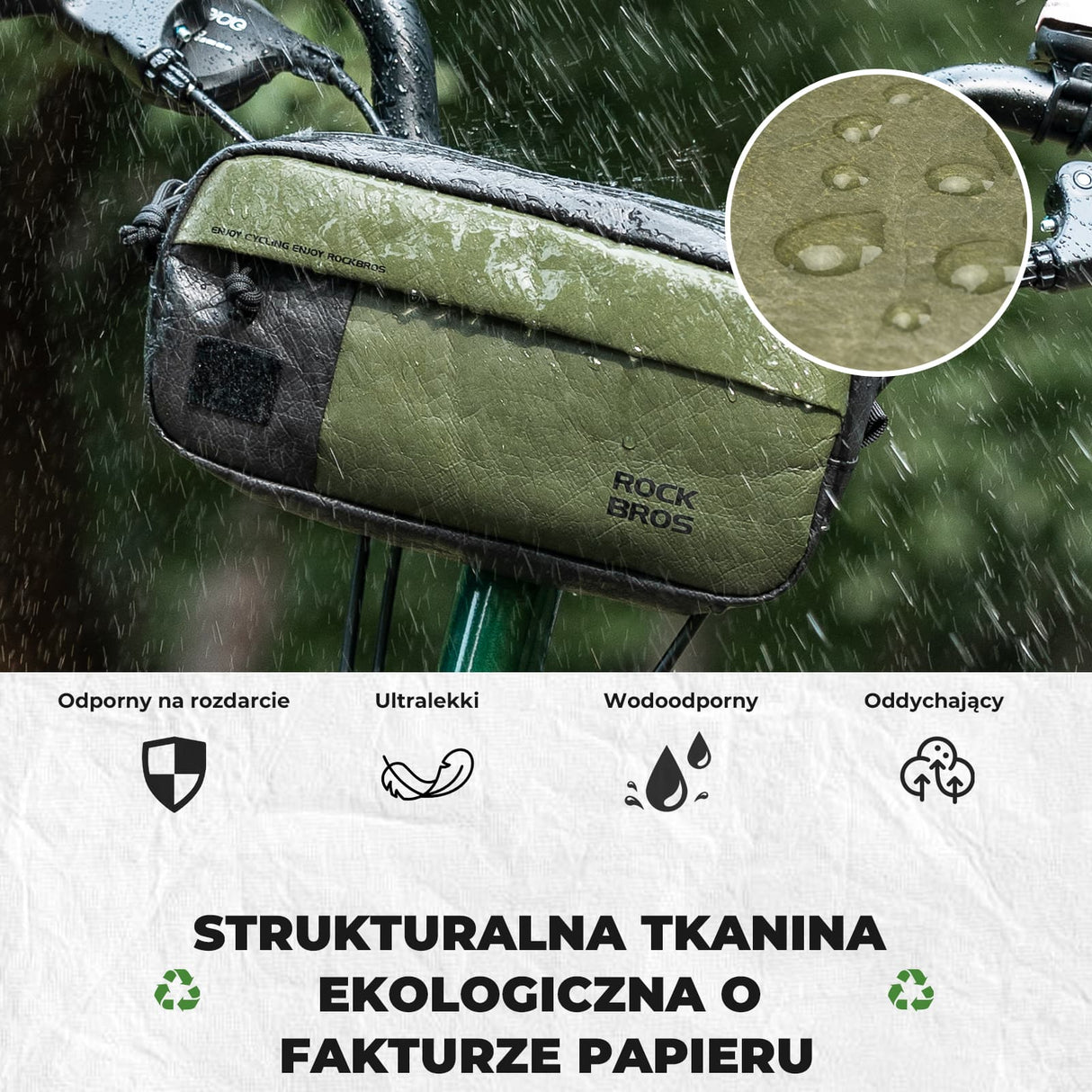 ROCKBROS Ekologiczna Torby na Kierownicę 2-w-1 Pojemność 1,5 L-DB001 Torby na kierownicę