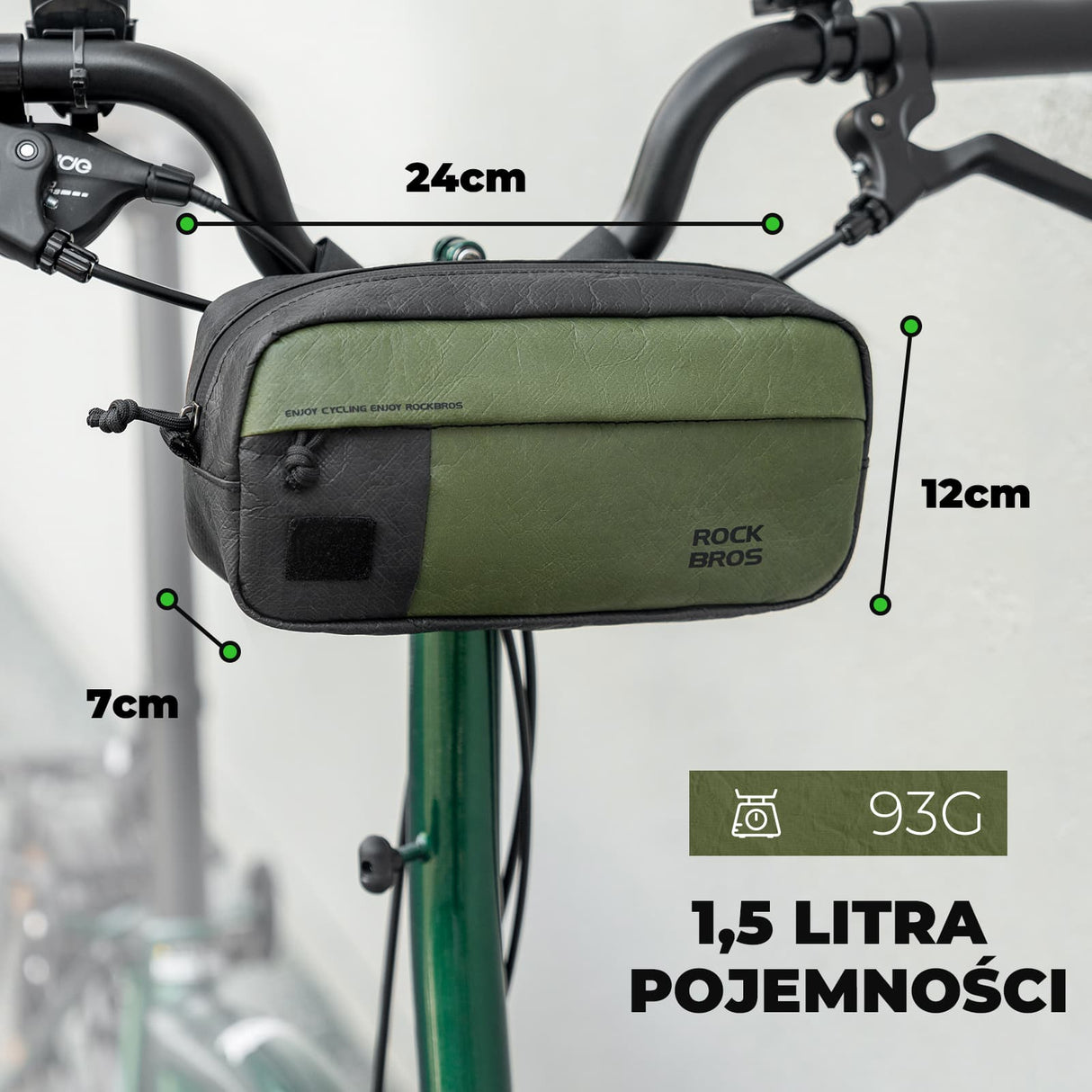 ROCKBROS Ekologiczna Torby na Kierownicę 2-w-1 Pojemność 1,5 L-DB001 Torby na kierownicę