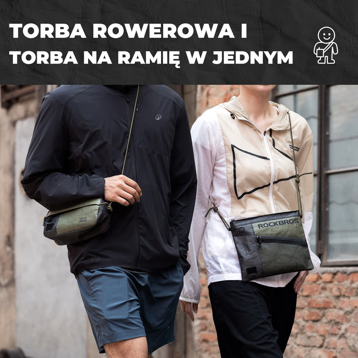 ROCKBROS Ekologiczna Torby na Kierownicę 2-w-1 Pojemność 1,5 L-DB001 Torby na kierownicę