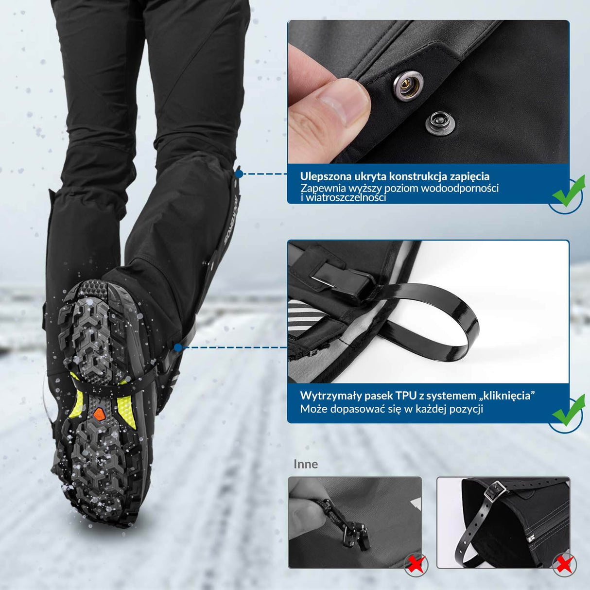 ROCKBROS ROCKBROS Getry Ochraniacze na Nogawki Wodoodporne Przeciwdeszczowe Śnieżne S-3XL Ochraniacze na buty