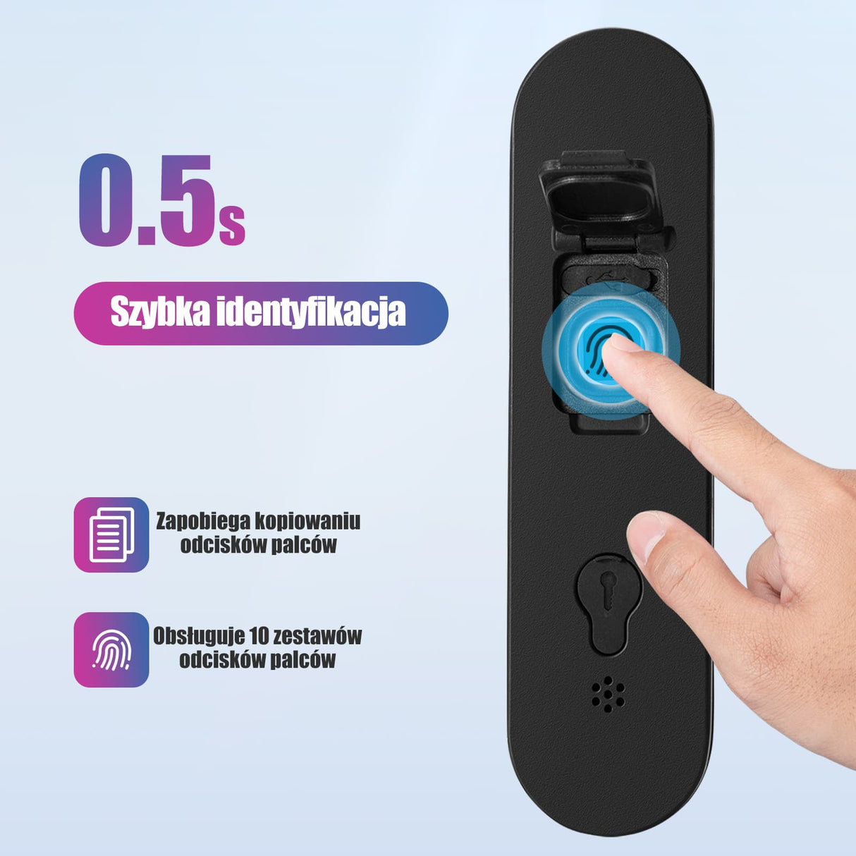 ROCKBROS Blokada Na Odcisk Palca Wodoodporna, Bluetooth z Kluczem Awaryjnym-818 Zapięcia