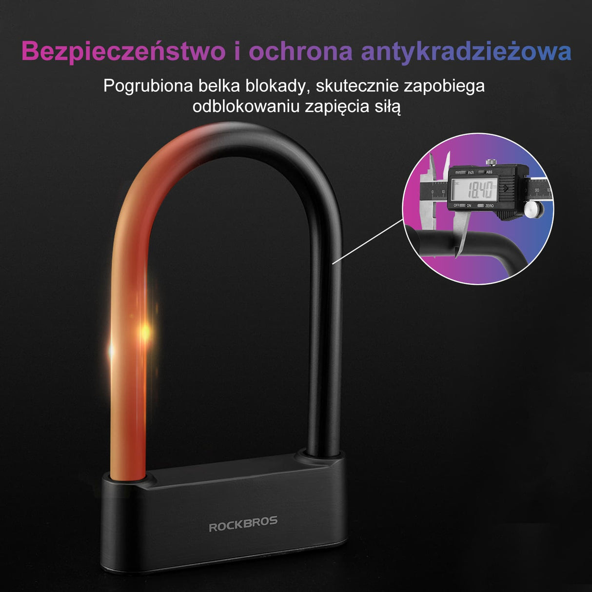 ROCKBROS Blokada Na Odcisk Palca Wodoodporna, Bluetooth z Kluczem Awaryjnym-818 Zapięcia