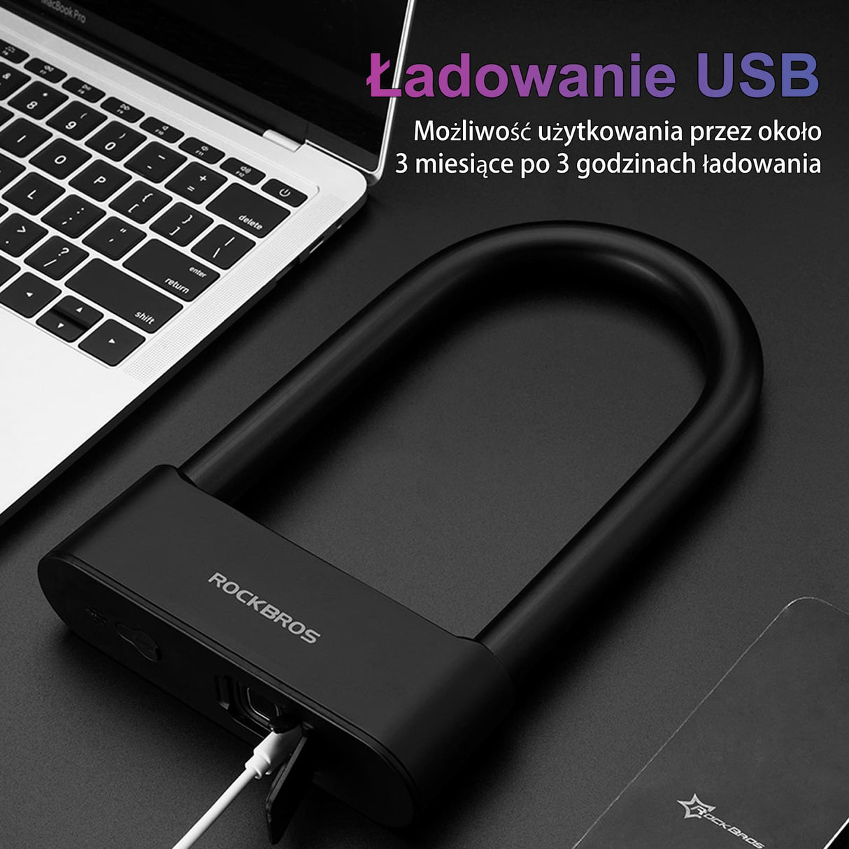 ROCKBROS Blokada Na Odcisk Palca Wodoodporna, Bluetooth z Kluczem Awaryjnym-818 Zapięcia