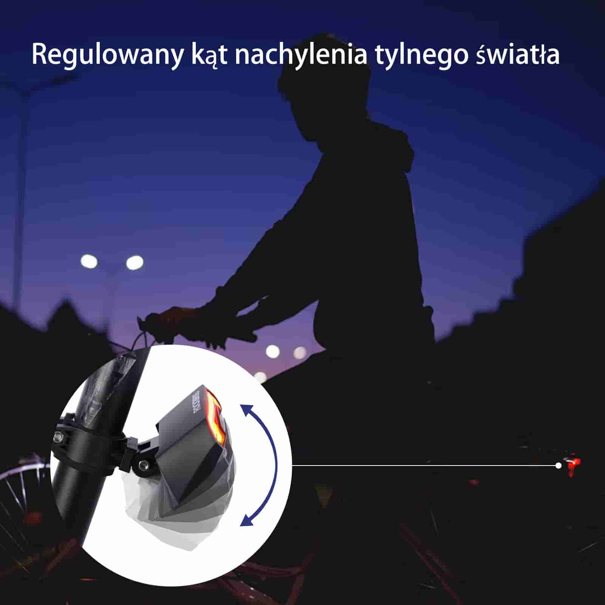 ROCKBROS Inteligentna Lampka Tylna Kierunkowskazy, Laser i Pilot 80 lumenów Światła rowerowe