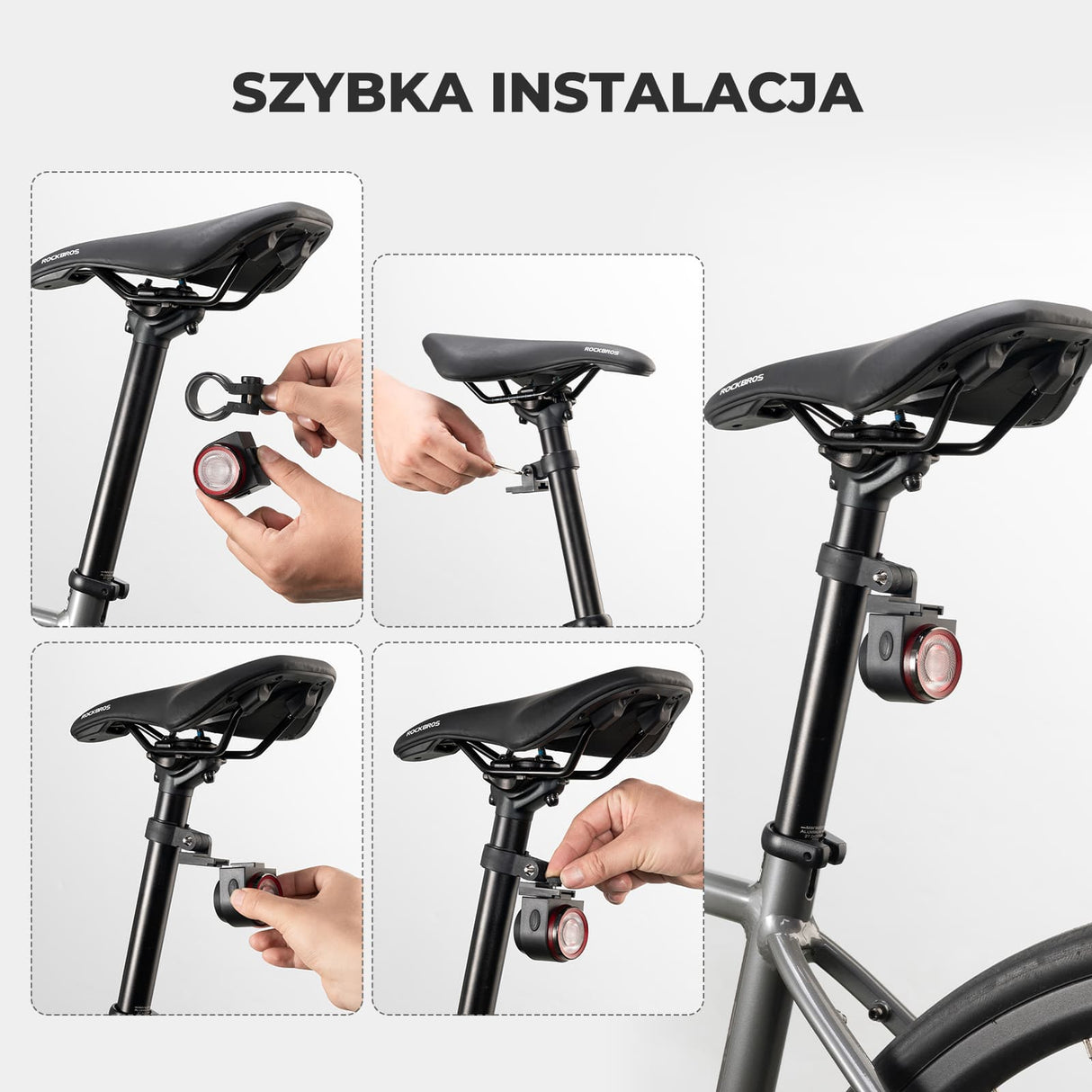 ROCKBROS Inteligentna Lampka Tylna z Klaksonem – A8Pro Światła rowerowe