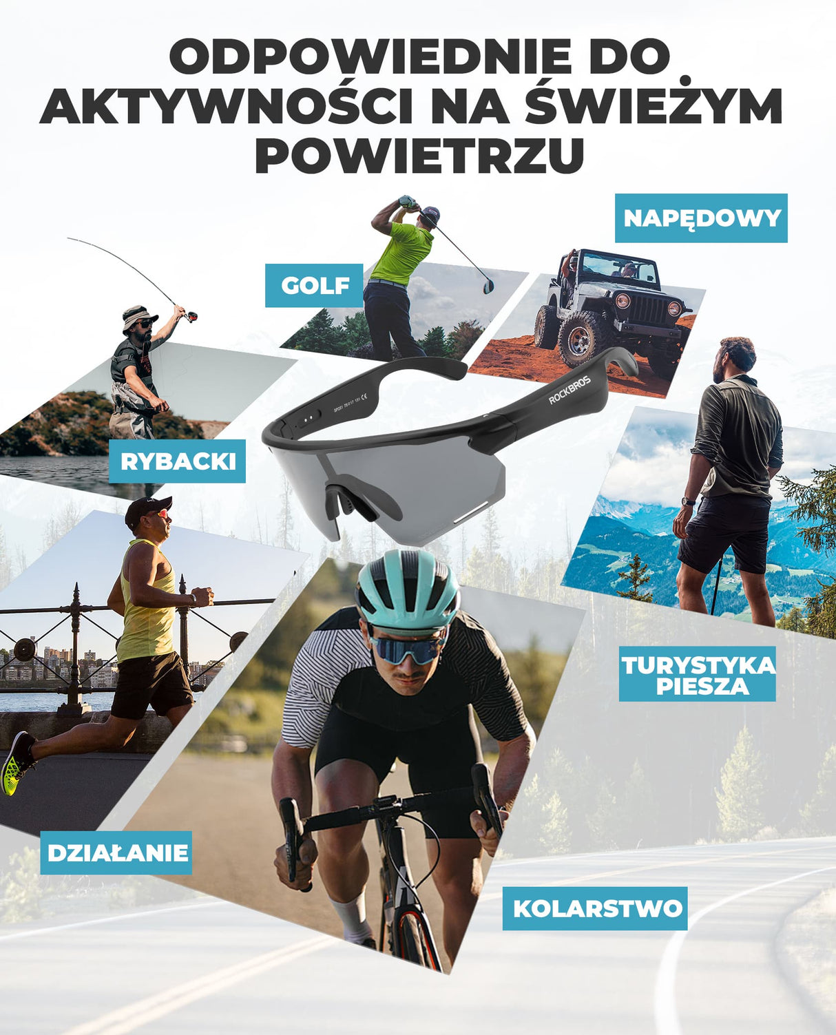 ROCKBROS Inteligentne Okulary Rowerowe Bluetooth Polaryzacyjne / Fotochromowe-SP251 Okulary i gogle