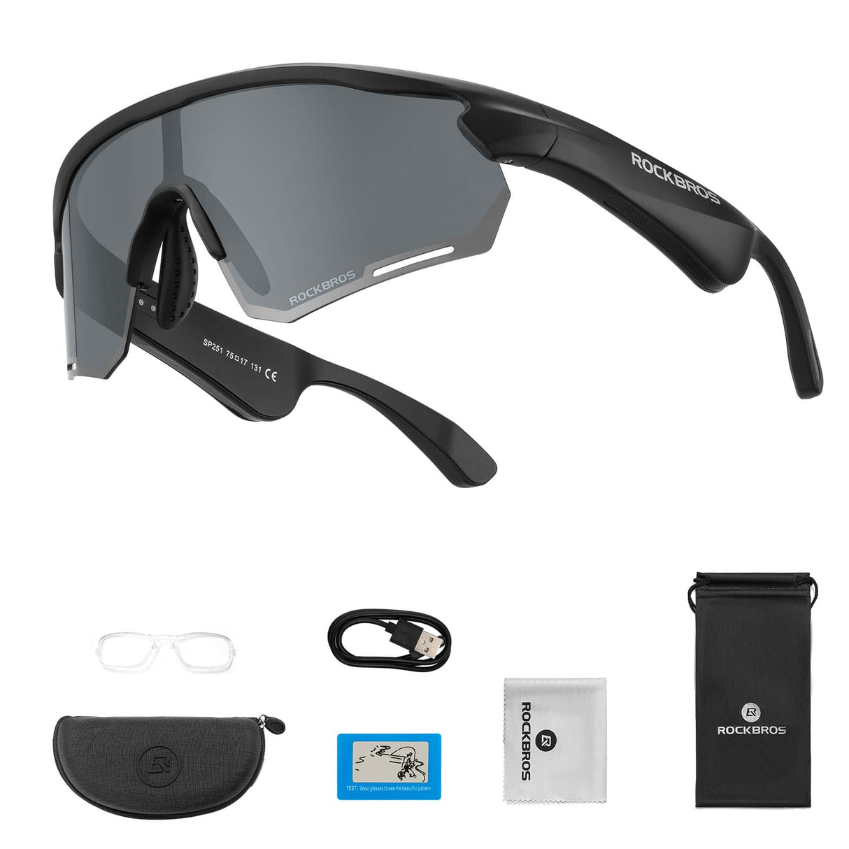 ROCKBROS Inteligentne Okulary Rowerowe Bluetooth Polaryzacyjne / Fotochromowe-SP251 Okulary i goglePolaryzacyjne - Szare