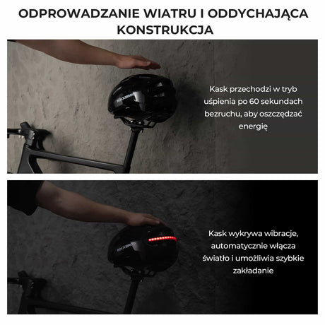 ROCKBROS Inteligentny Lekki Kask Rowerowy Z Tylną Lampką Sterowaną Pilotem, Z Regulowanym Obwodem Głowy