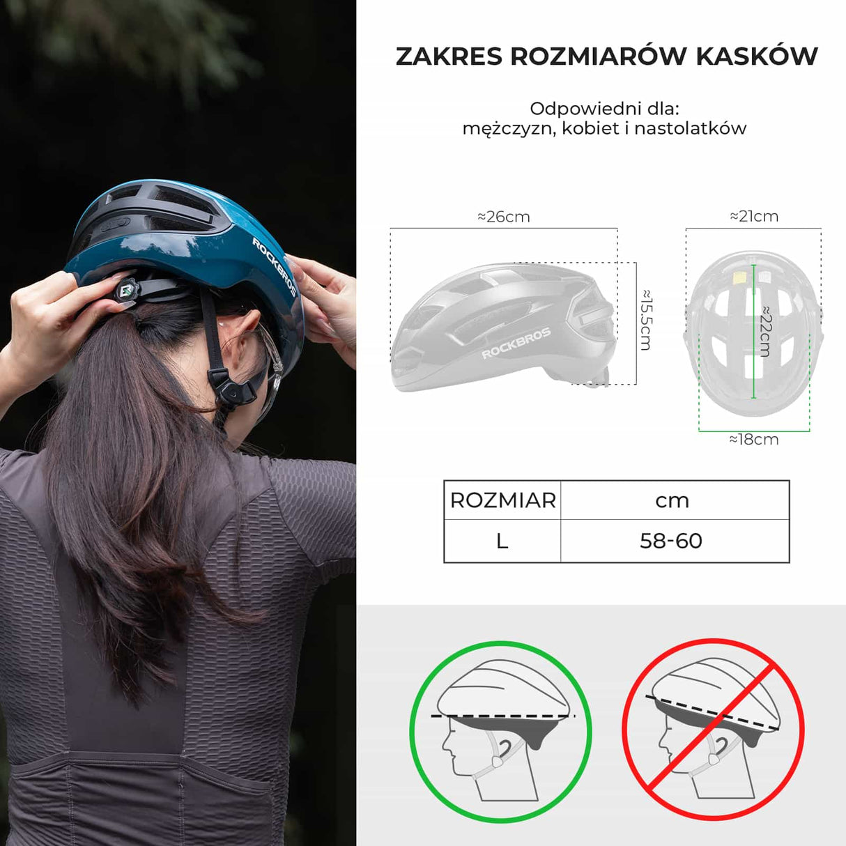 ROCKBROS Kask ze Zdalnie Sterowanym Światłem Tylnym-ZK-031 Kaski
