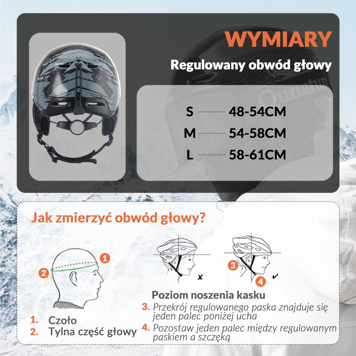 Qunature Qunature Kask Narciarski z Ochraniaczami i Nausznikiem dla Kobiet i Mężczyzn-S-313 Kaski