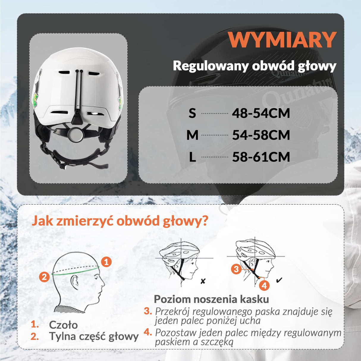 Qunature Qunature Kask Narciarski z Ochraniaczami i Nausznikiem dla Kobiet i Mężczyzn-S-313 Kaski