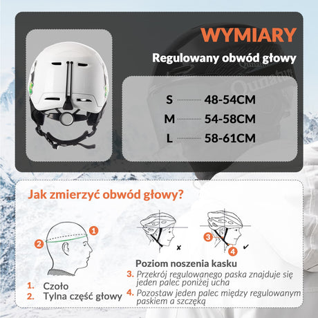 ROCKBROS Qunature Kask Narciarski z Ochraniaczami i Nausznikiem dla Kobiet i Mężczyzn-S-313 Kaski