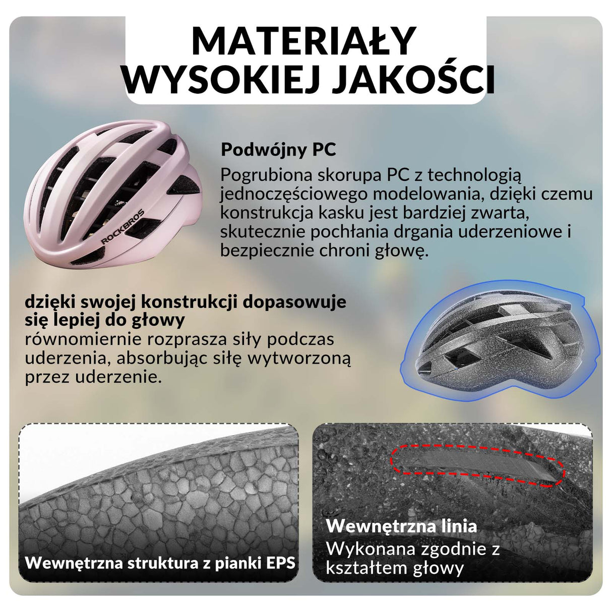 ROCKBROS ROCKBROS Kask Rowerowy Kolarski Kask Unisex Dorośli M(54-58cm) / L(58-62cm) Kaski