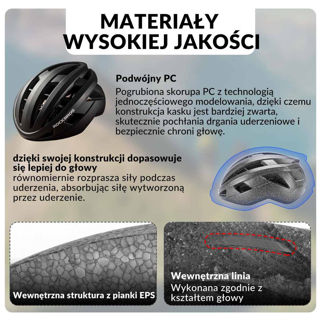 ROCKBROS ROCKBROS Kask Rowerowy Kolarski Kask Unisex Dorośli M(54-58cm) / L(58-62cm) Kaski