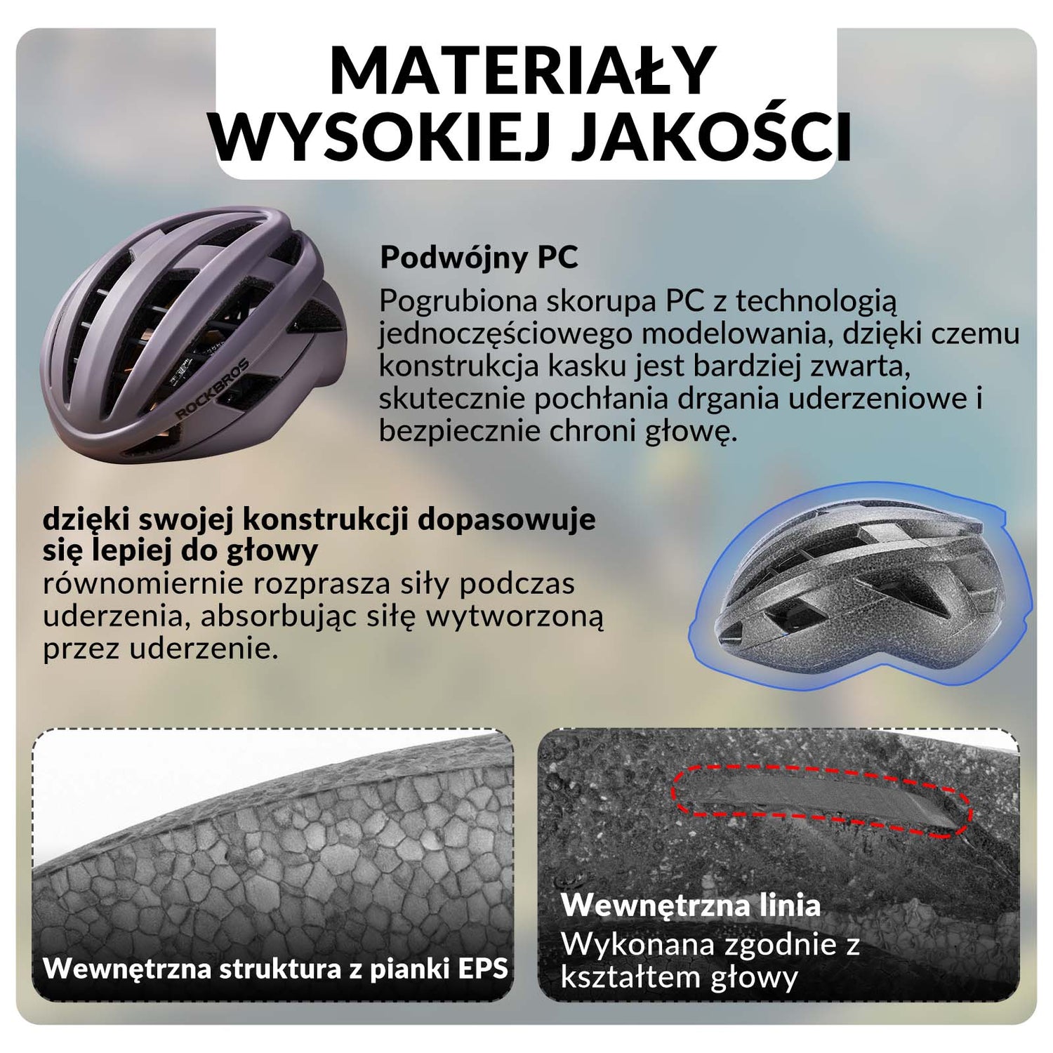ROCKBROS kask rowerowy kolarski unisex dla dorosłych, dostępny w rozmiarach M (54-58 cm) i L (58-62 cm), lekki i wygodny, zapewniający optymalną ochronę podczas jazdy na rowerze.
