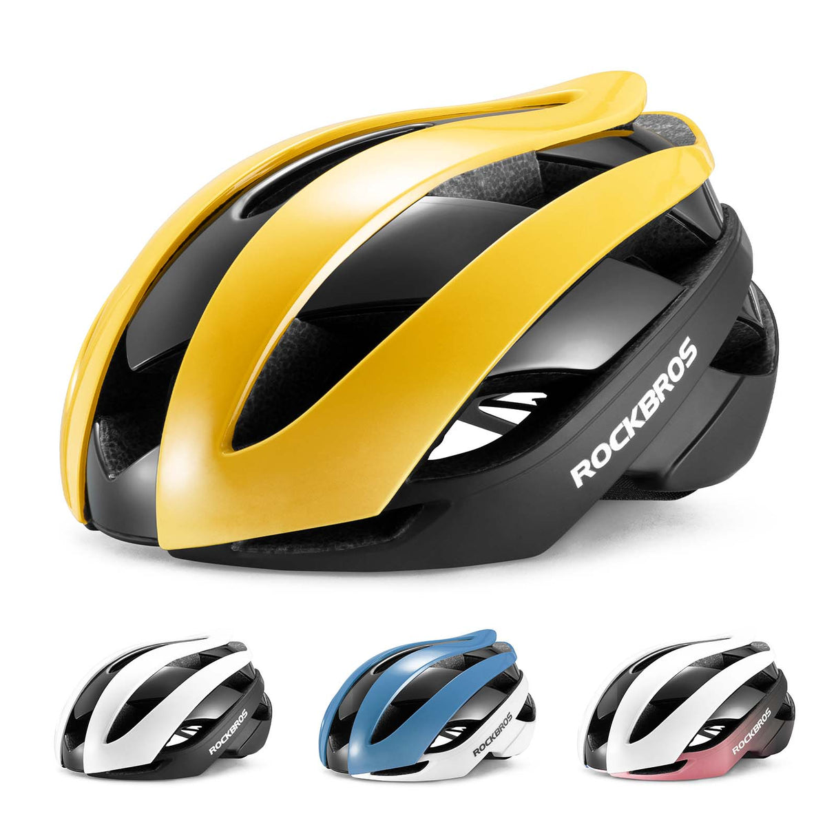 ROCKBROS ROCKBROS Kask Rowerowy Regulowany Kask Kolarski Lekki M/L 55-58/58-61cm KaskiCzarny-Żólty M