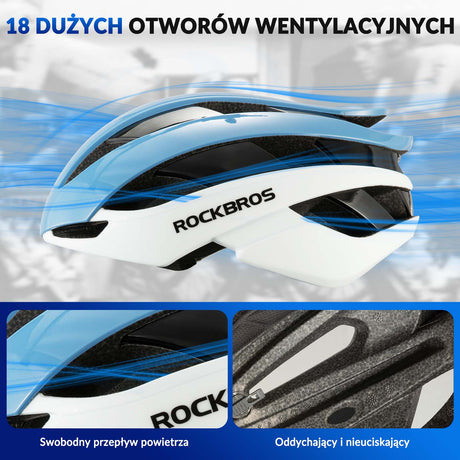 ROCKBROS ROCKBROS Kask Rowerowy Regulowany Kask Kolarski Lekki M/L 55-58/58-61cm Kaski