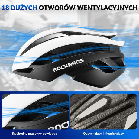 ROCKBROS ROCKBROS Kask Rowerowy Regulowany Kask Kolarski Lekki M/L 55-58/58-61cm Kaski