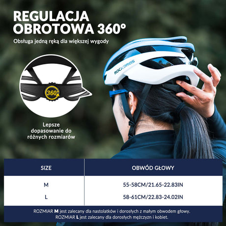 ROCKBROS ROCKBROS Kask Rowerowy Regulowany Kask Kolarski Lekki M/L 55-58/58-61cm Kaski