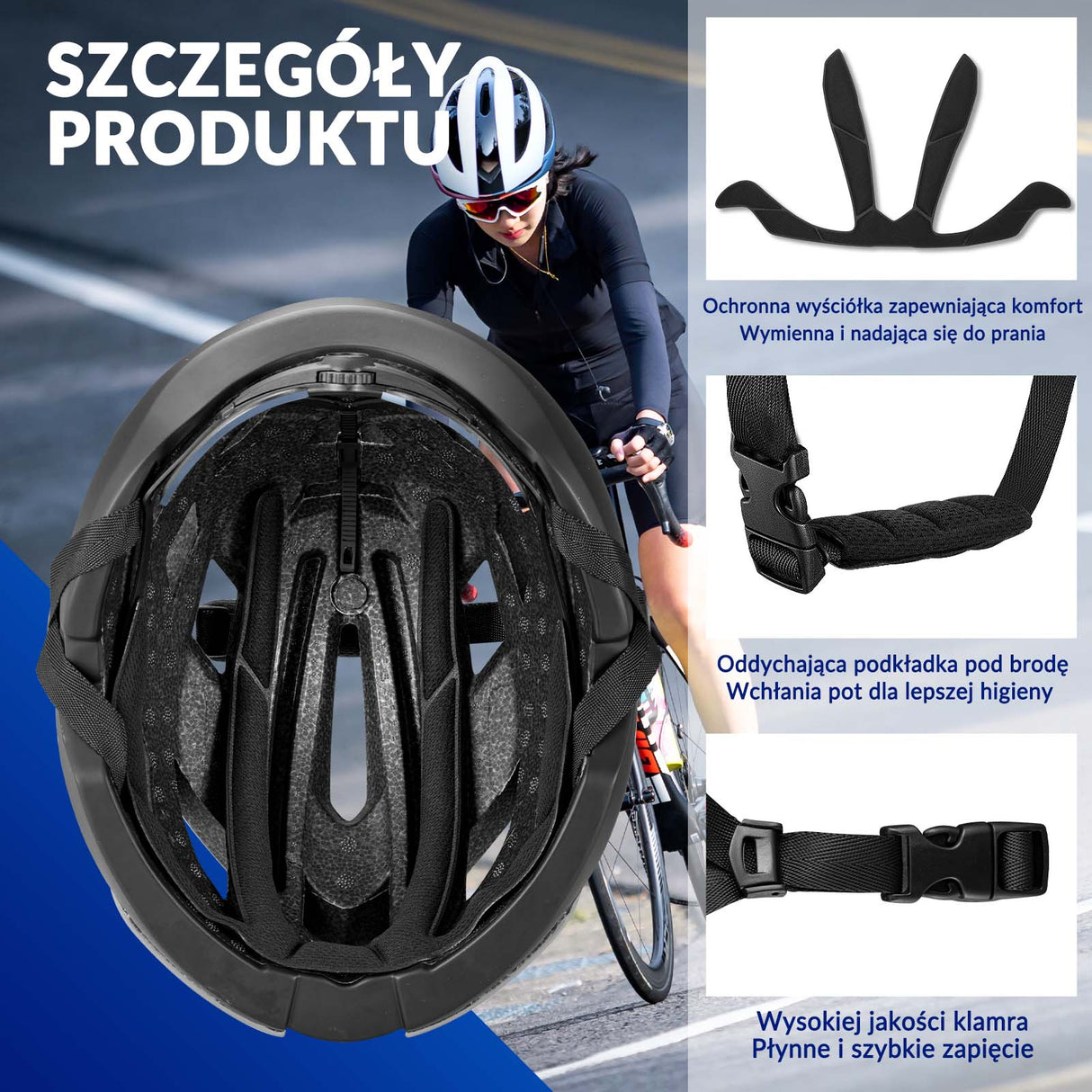 ROCKBROS ROCKBROS Kask Rowerowy Regulowany Kask Kolarski Lekki M/L 55-58/58-61cm Kaski