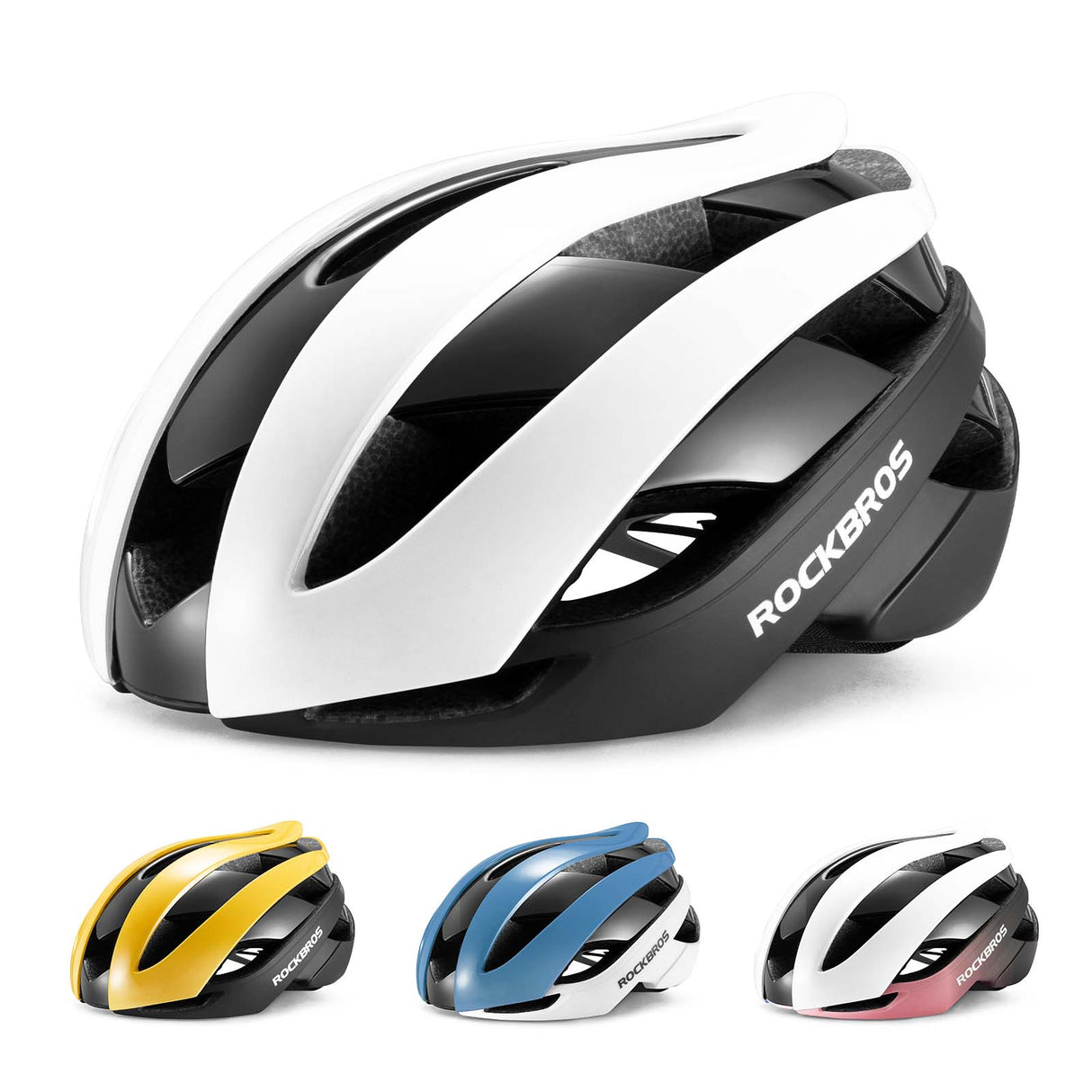 ROCKBROS ROCKBROS Kask Rowerowy Regulowany Kask Kolarski Lekki M/L 55-58/58-61cm KaskiCzarny-Biały M