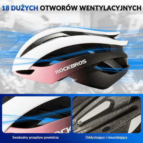 ROCKBROS ROCKBROS Kask Rowerowy Regulowany Kask Kolarski Lekki M/L 55-58/58-61cm Kaski