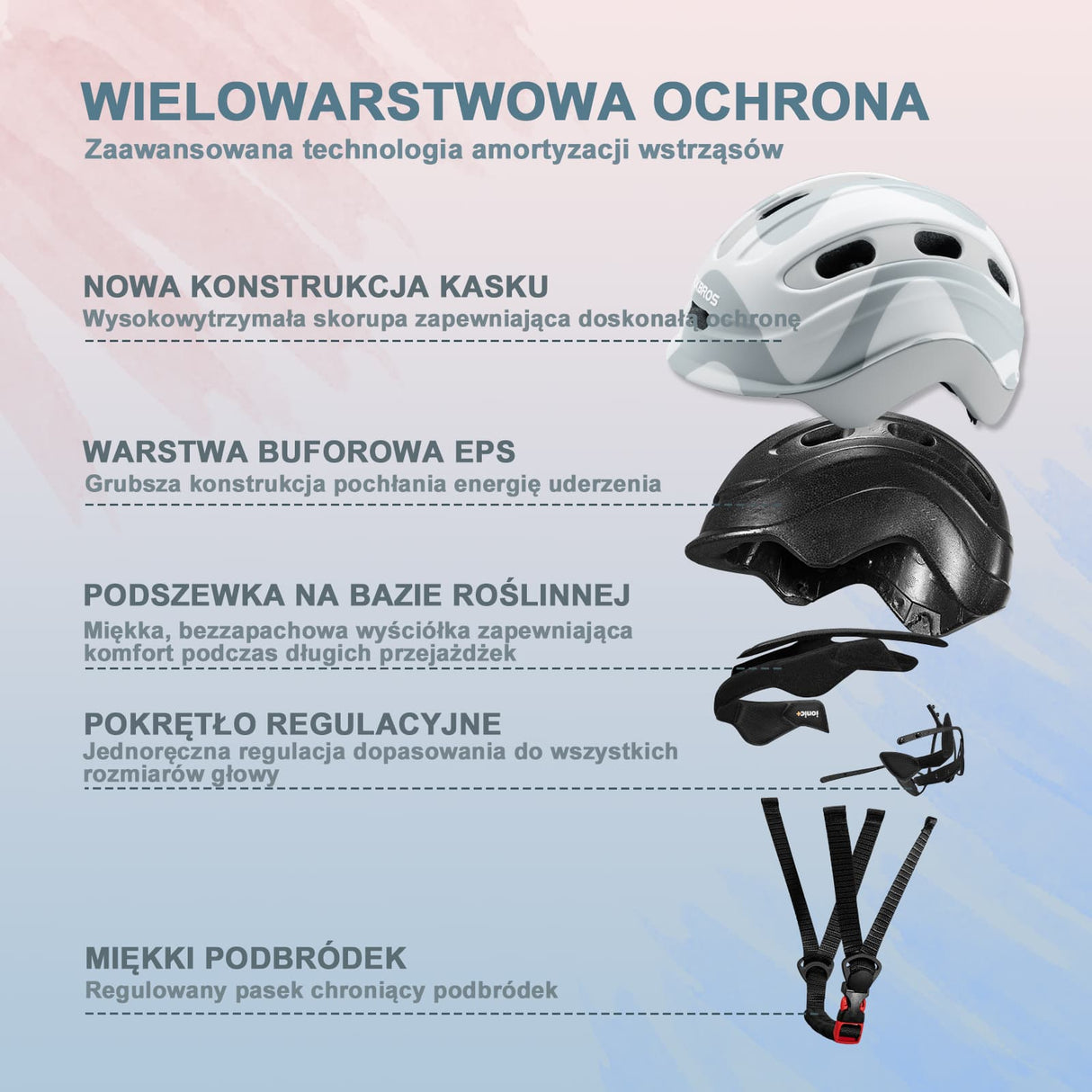 ROCKBROS Kask Rowerowy z Uchwytem Na Światło Tylne Dla Dzieci w Wieku 6-18 Lat-LK-23 Kaski