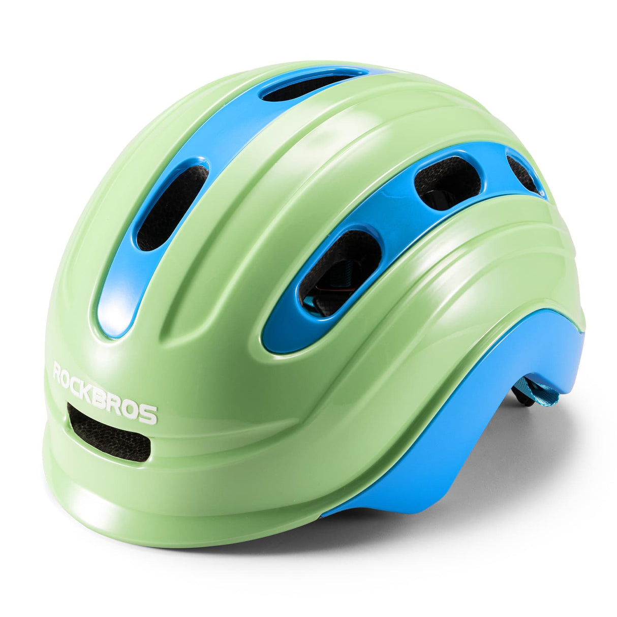 ROCKBROS Kask Rowerowy z Uchwytem Na Światło Tylne Dla Dzieci w Wieku 6-18 Lat-LK-23 KaskiZielony limonkowy Regulowany (54-58 cm)