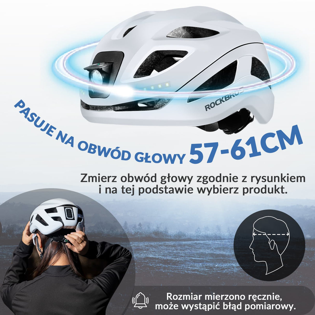ROCKBROS Kask Rowerowy z Lampką Męski Damski-ZK-077 Kaski