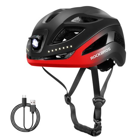 ROCKBROS Kask Rowerowy z Lampką Męski Damski-ZK-077 KaskiCzerwony