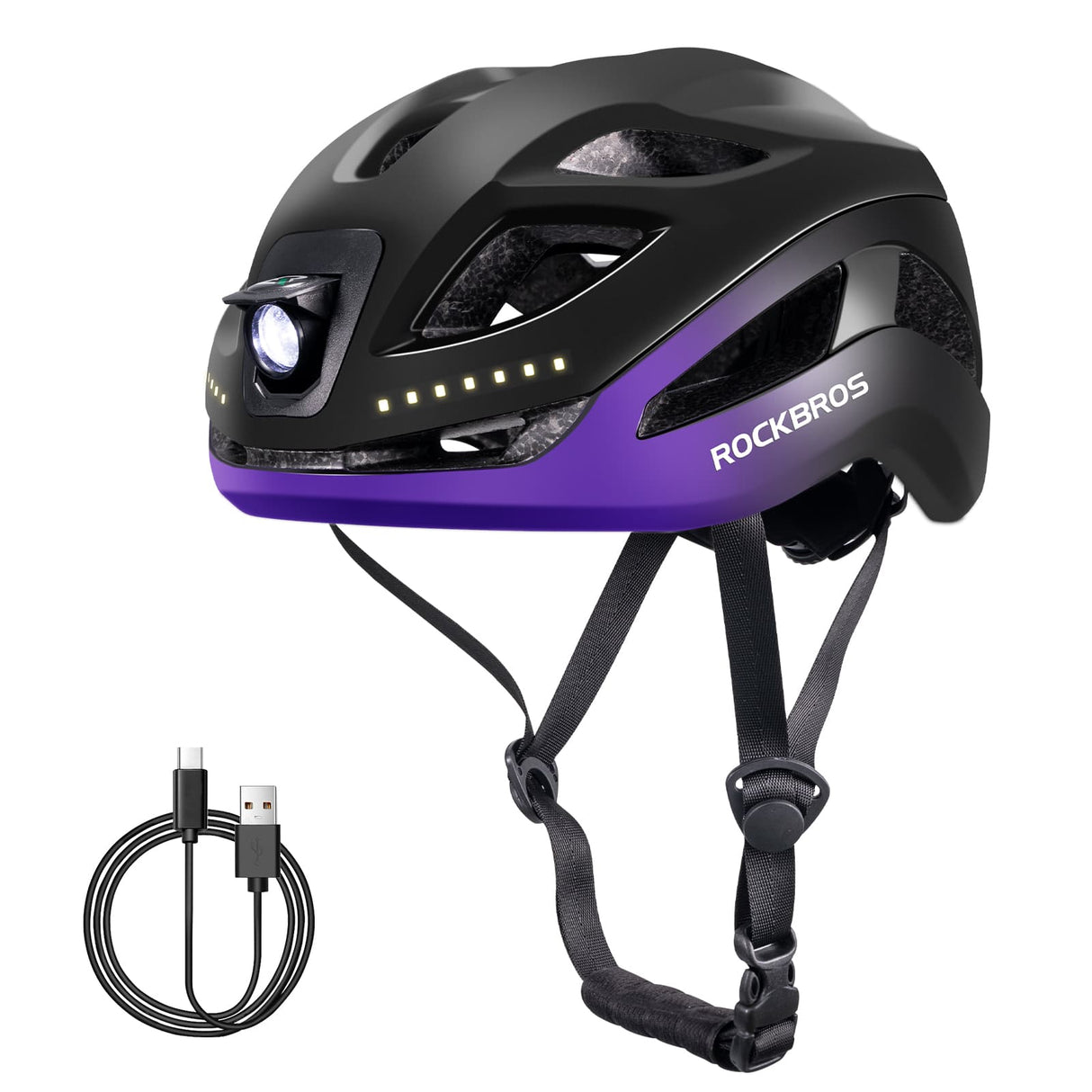 ROCKBROS Kask Rowerowy z Lampką Męski Damski-ZK-077 KaskiFioletowy Regulowany(57-61cm)