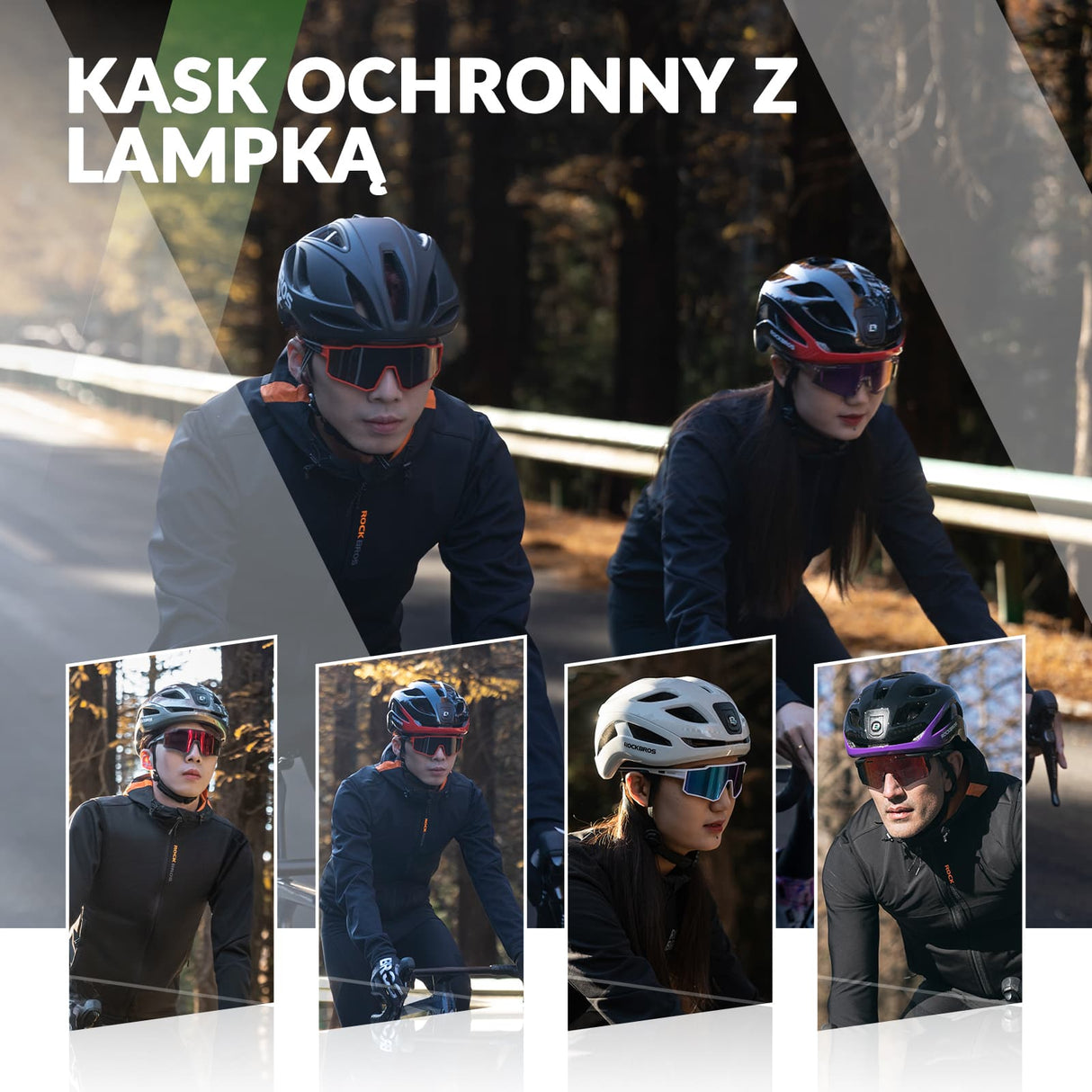 Kask Rowerowy z Lampką Męski Damski-ZK-077