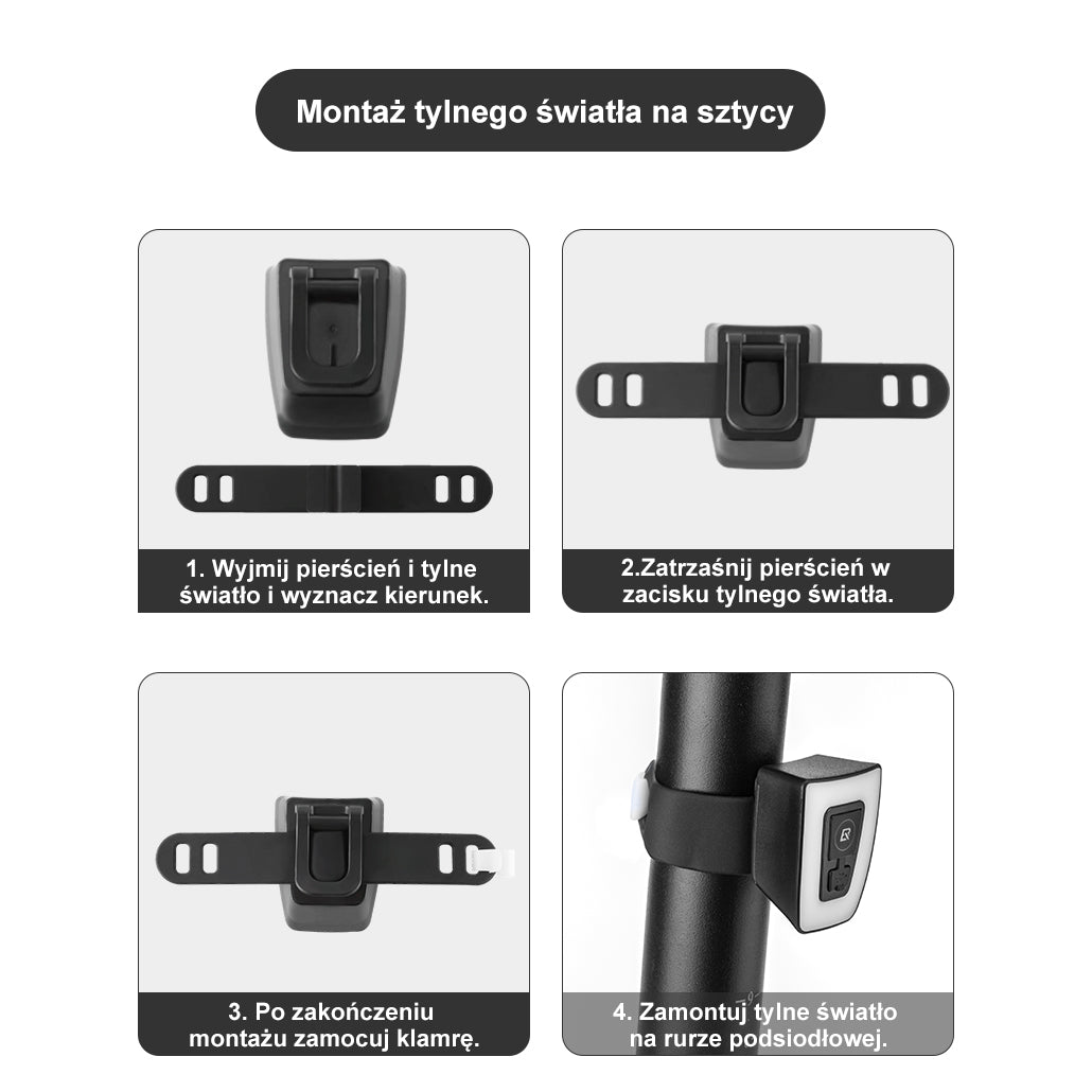 ROCKBROS Lampka na Kask Rowerowy i Tylna Lampka 2 w 1 Światła rowerowe