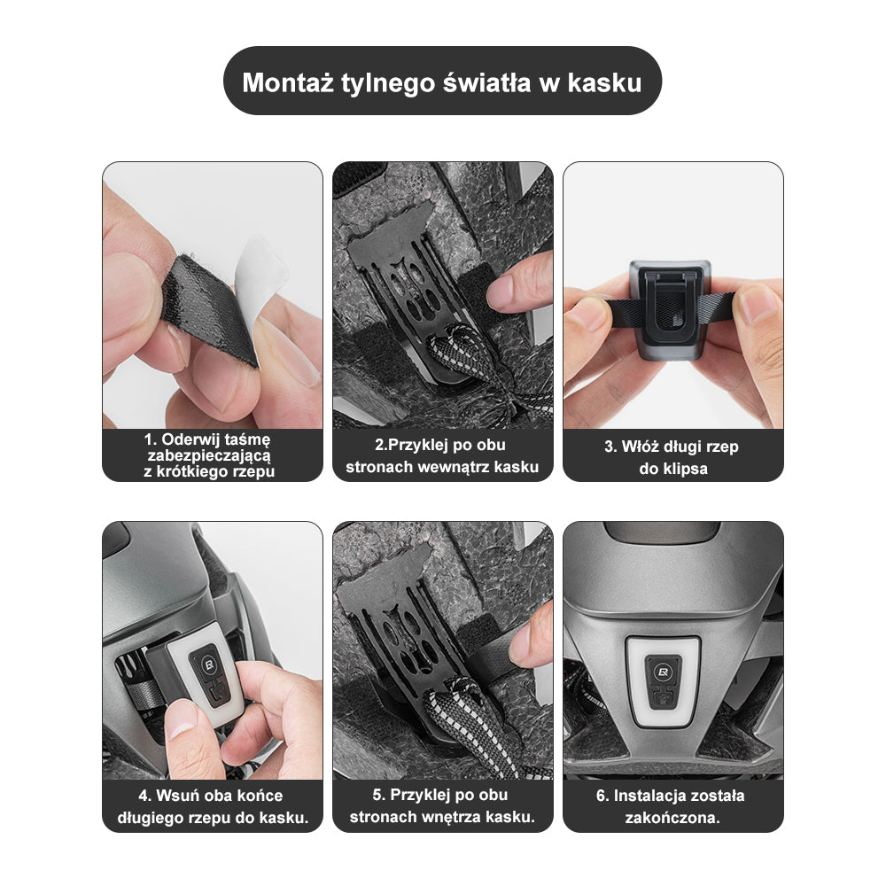 ROCKBROS Lampka na Kask Rowerowy i Tylna Lampka 2 w 1 Światła rowerowe