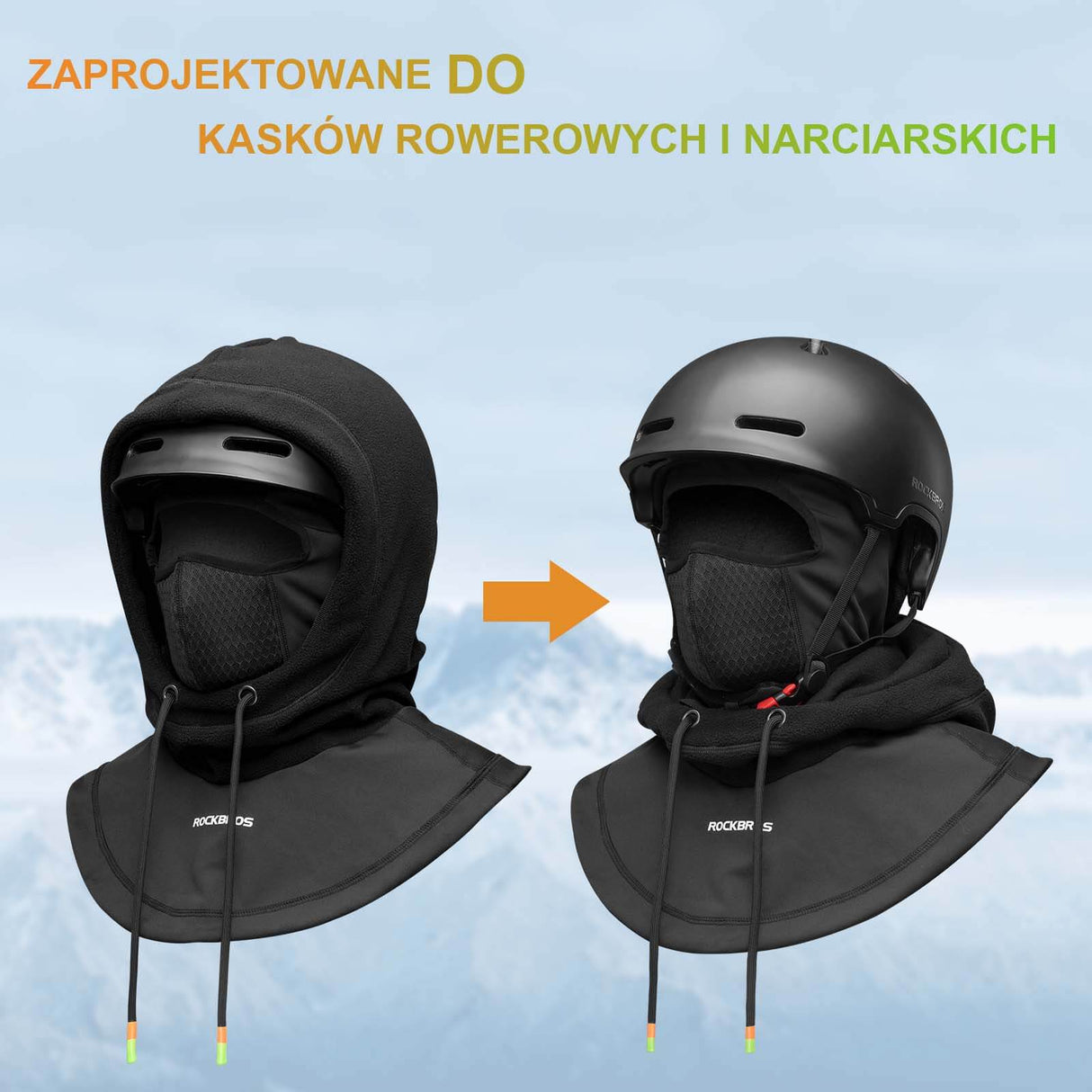 ROCKBROS Zimowa Kominiarka Rowerowa z Kapturem Kominiarki