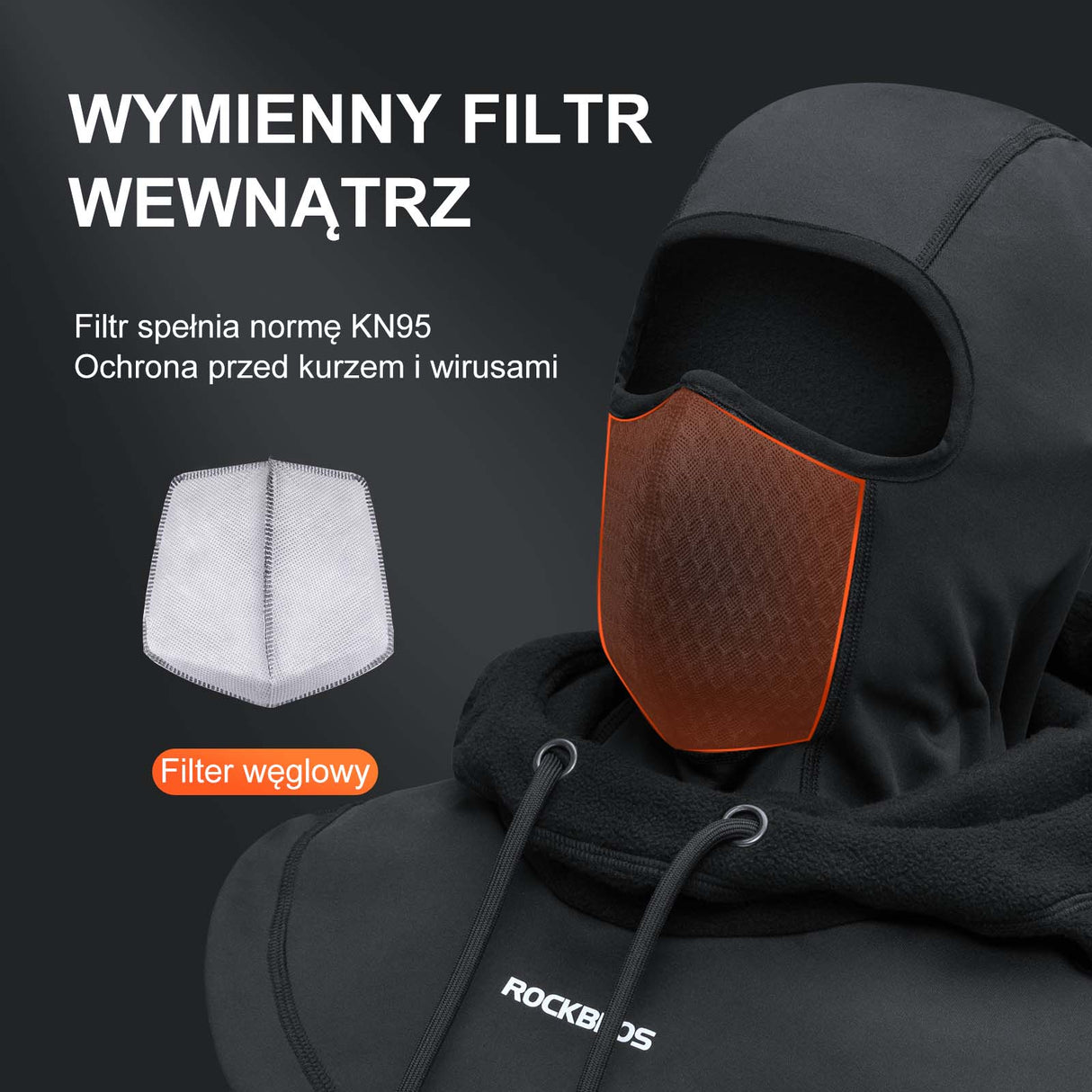 ROCKBROS Zimowa Kominiarka Rowerowa z Kapturem Kominiarki