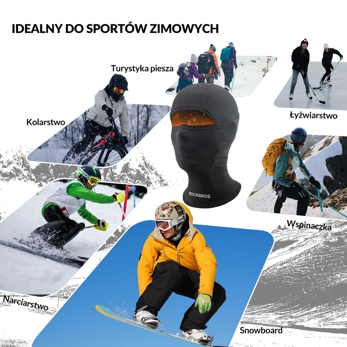 ROCKBROS Kominiarka Dziecięca Uniwersalna Termiczna Zimowa Narciarska dla Dzieci Kominiarki